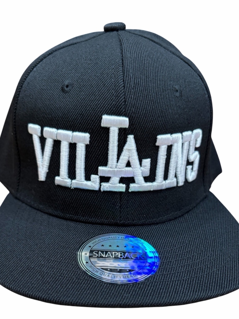 'VILLAINS' Snapback Hat with White Embroidered Logo LA Dodgers villains hat